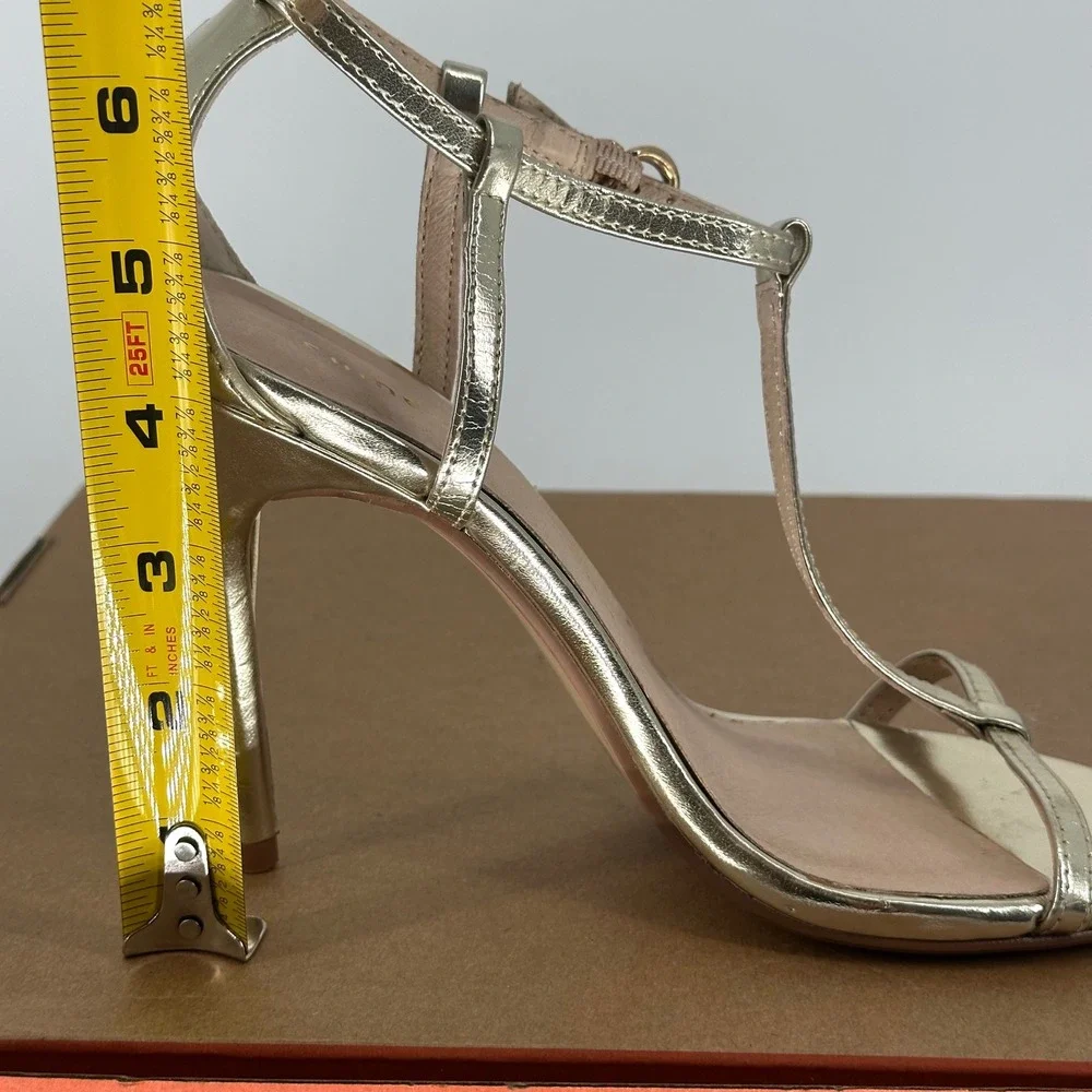 Chinese Laundry Lulus Leo Light T Gold Strap Dress Sandal Stiletto High Heel 7.5